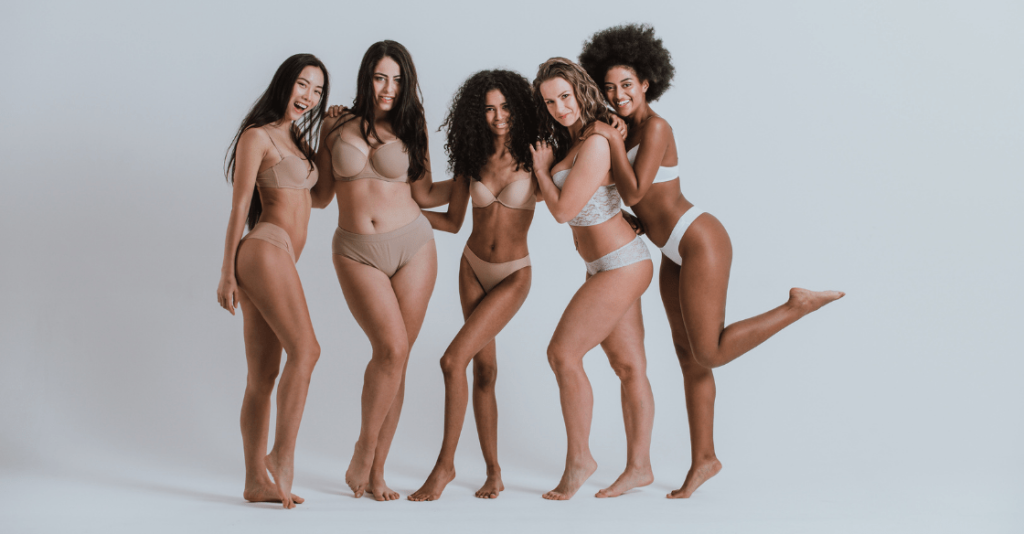 Smiling women of different types