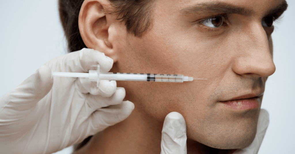 Man getting dermal filler injections