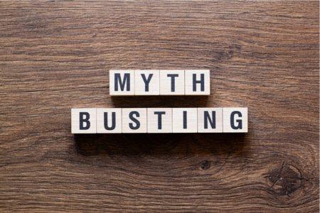 Wooden blocks that say "myth busting"